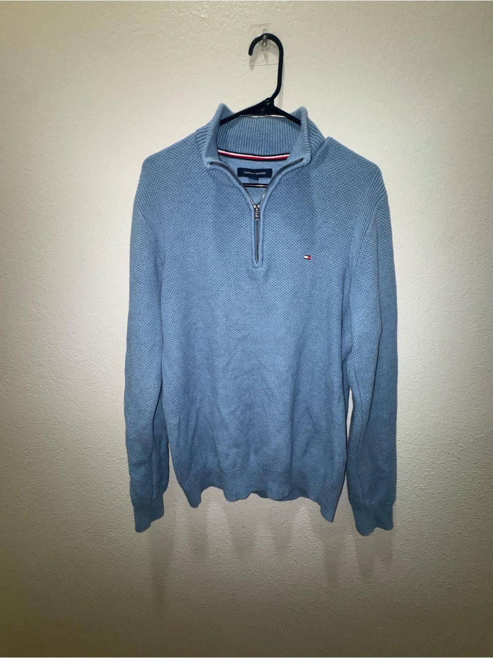 Tommy Hilfiger Men's Pale Blue Half-Zip Pullover Sweater